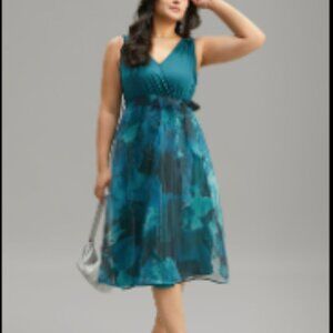 BloomChic - Floral Print Belted  Pocket Tank Dress - 3X